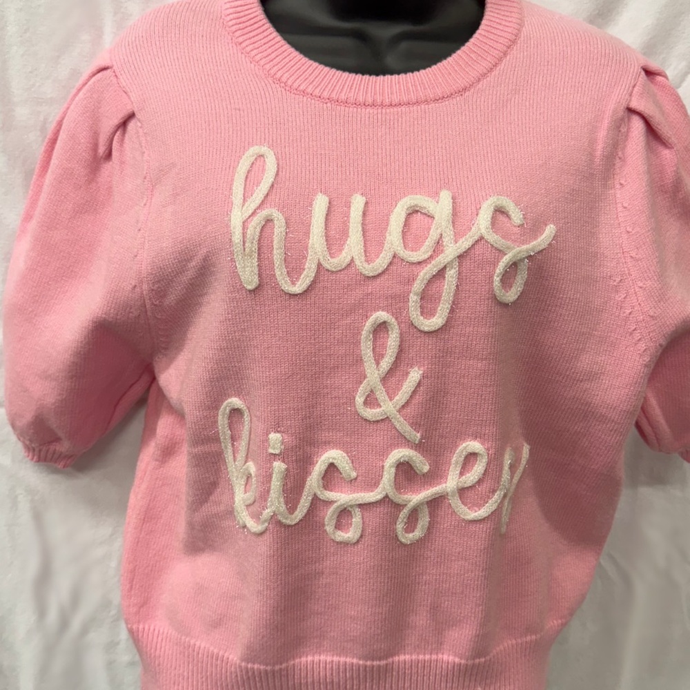 Avara Boutique Pink 'Hugs & Kisses' Sweater M NWT